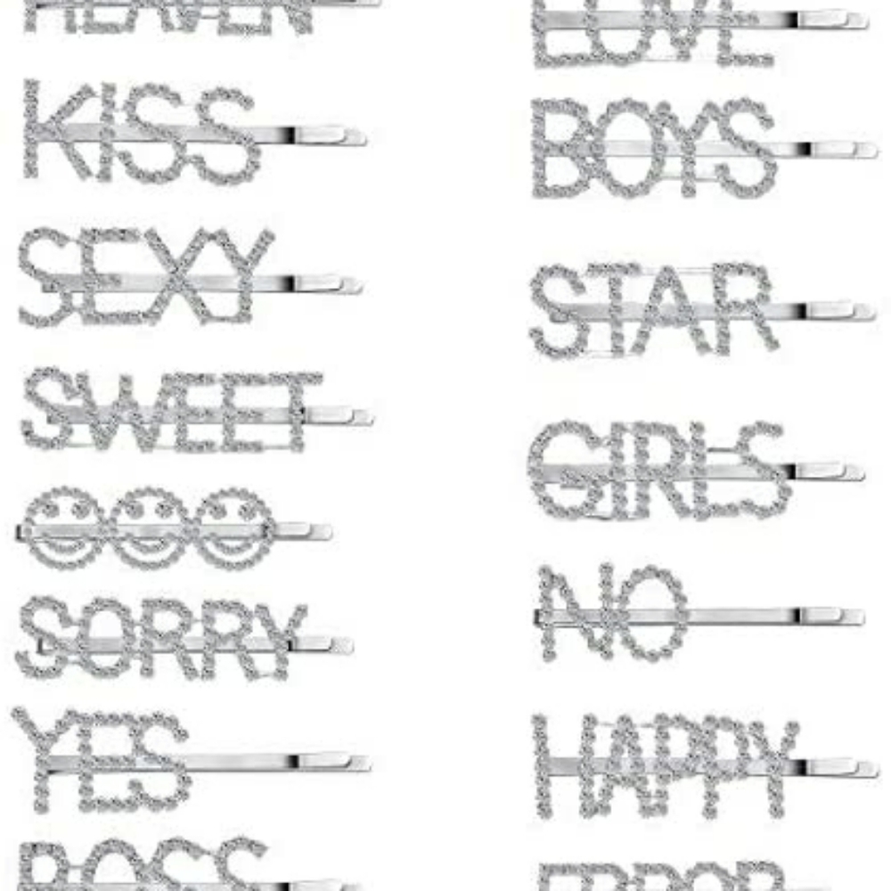 Crystal Rhinstone Letter Hair Pins for Women
